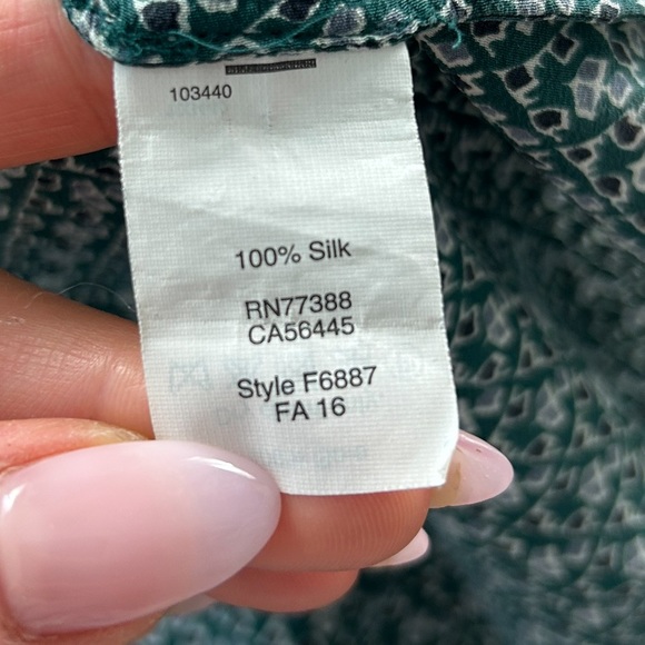 Madewell Silk Memory Green Bandana Floral Blouse - Picture 7 of 11
